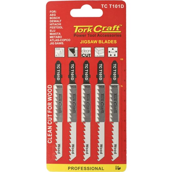 T-shank Jigsaw Blade For Wood 4mm 6tpi 100mm 5pc